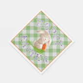 Serviette En Papier Heureux Bunny Pâques Vert En vichy Motif (Coin)