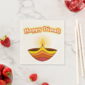 Serviette En Papier Heureux Diwali et Diya Lamp (En situation)