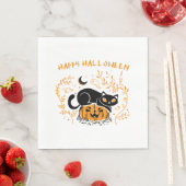 Serviette En Papier heureux halloween chat amour (En situation)