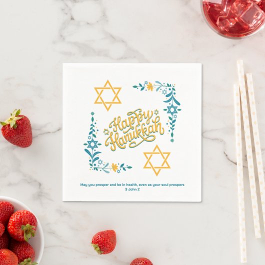 Serviette En Papier HEUREUX HANOUKKA Chanukah (En situation)