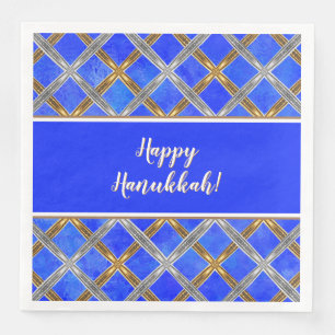 Serviette En Papier Heureux Hanoukka Gold, Silver et White Laced