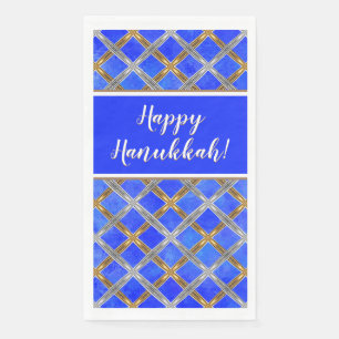 Serviette En Papier Heureux Hanoukka Gold, Silver et White Laced