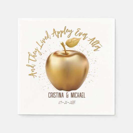 Serviette En Papier Heureux Jamais après Caramel Apple Mariage (Devant)