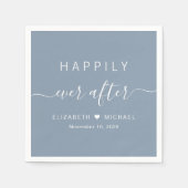 Serviette En Papier Heureux Jamais après Dusty Mariage bleu (Devant)