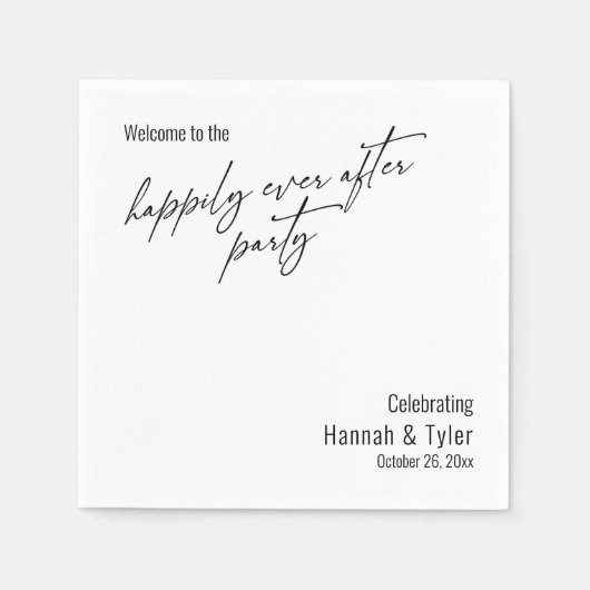 Serviette En Papier Heureux Jamais Après La Partie Élégante Typographi (Devant)