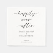 Serviette En Papier Heureux Jamais après Mariage minimal Script élégan (Devant)
