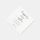 Serviette En Papier Heureux Jamais après Mariage minimal Script élégan (Coin)