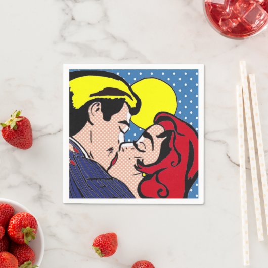 Serviette En Papier Heureux Jamais après Pop Art Papier serviettes (En situation)