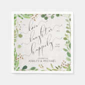 Serviette En Papier Heureux jamais après Rustique Fiançailles Eucalypt (Devant)
