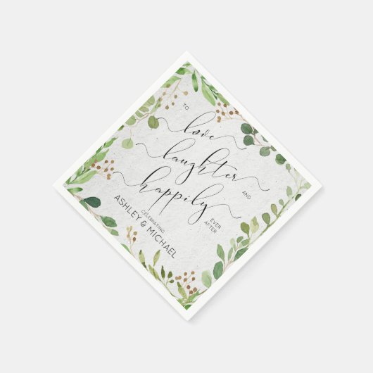 Serviette En Papier Heureux jamais après Rustique Fiançailles Eucalypt (Coin)