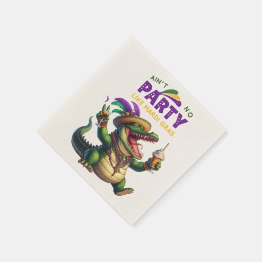Serviette En Papier Heureux Mardi Gras Alligator (Coin)