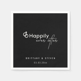 Serviette En Papier Heureux toujours après le Mariage noir Personnal