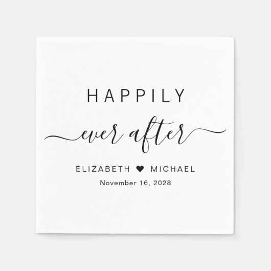 Serviette En Papier Heureux toujours après Mariage (Devant)