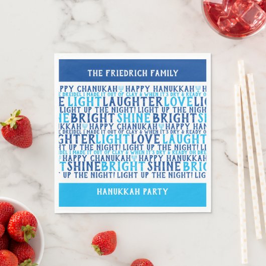 Serviette En Papier HEUREUX voeux de vacances personnalisés HANOUKKA (En situation)