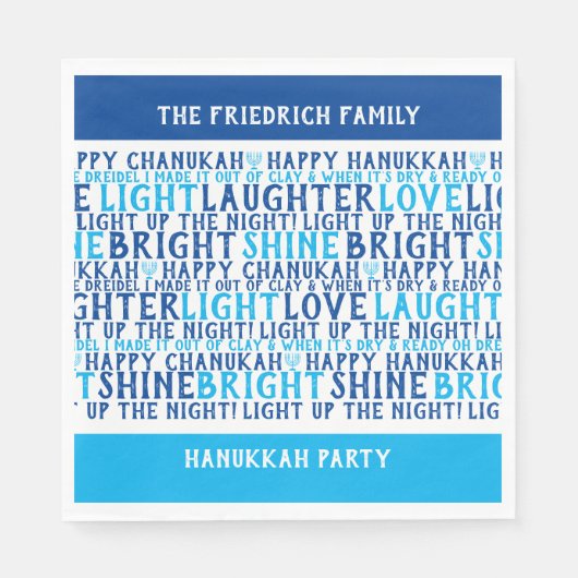 Serviette En Papier HEUREUX voeux de vacances personnalisés HANOUKKA (Devant)