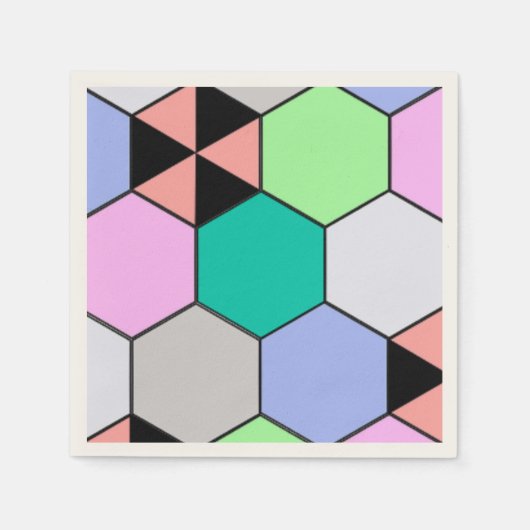 SERVIETTE EN PAPIER HEXAGON COLORÉ (Devant)