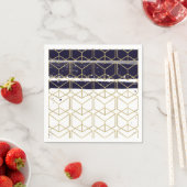 Serviette En Papier Hexagon Modern Navy Blue Gold Géométrique Glam Par (En situation)