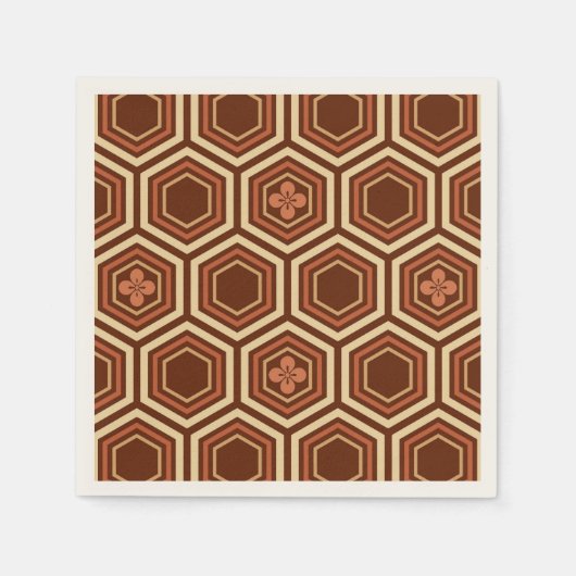 Serviette En Papier Hexagonal Kimono Imprimer, Brown et beige (Devant)