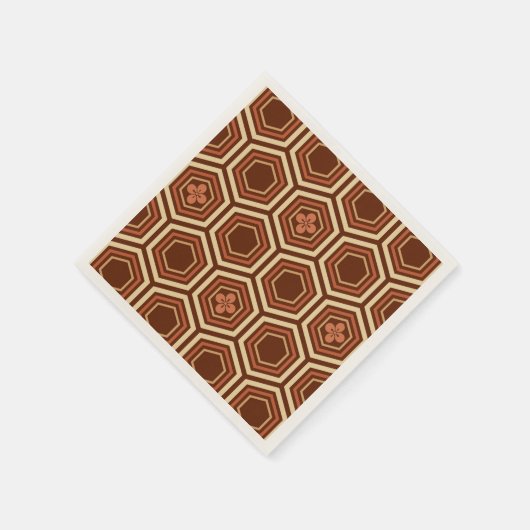 Serviette En Papier Hexagonal Kimono Imprimer, Brown et beige (Coin)