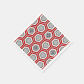 Serviette En Papier Hexagonal Kimono Imprimer, rouge et gris / gris (Coin)