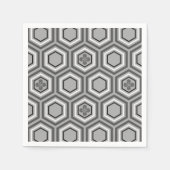 Serviette En Papier Hexagonal Kimono Print, Grey / Grey and White (Devant)