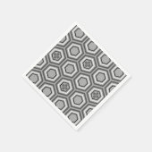 Serviette En Papier Hexagonal Kimono Print, Grey / Grey and White (Coin)