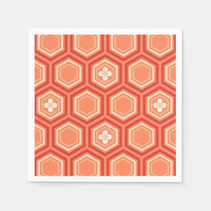 Serviette En Papier Hexagonal Kimono Print, Mandarin Orange