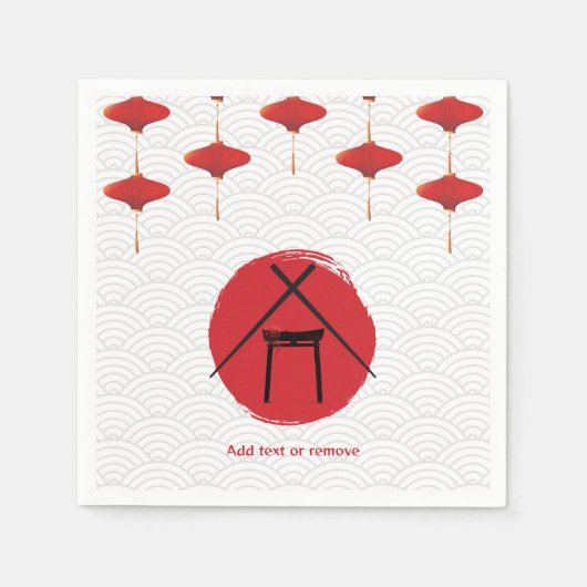 Serviette En Papier Hibachi Thème Anniversaire Fête Chef privé Japonai (Devant)