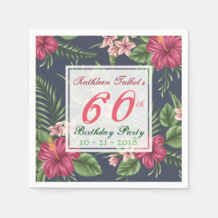 Serviette En Papier Hibiscus 60e Anniversaire Papier de fête Napkin