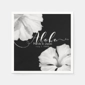 Serviette En Papier Hibiscus blanc Mariage tropical noir Aloha (Devant)