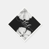 Serviette En Papier Hibiscus blanc Mariage tropical noir Aloha (Coin)