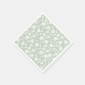 Serviette En Papier Hibiscus blanc sur Jade Light Tropical Chic (Coin)