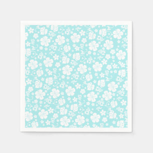 Serviette En Papier Hibiscus blanc sur le Light Aqua Tropical Chic