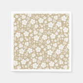 Serviette En Papier Hibiscus blanc sur Taupe Tropical Chic (Devant)