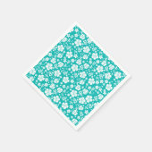 Serviette En Papier Hibiscus blanc sur Turquoise Tropical Chic (Coin)