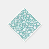 Serviette En Papier Hibiscus blanc sur Turquoise Tropical Chic (Coin)