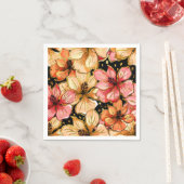 Serviette En Papier hibiscus coloré (En situation)