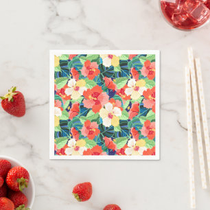 Serviette En Papier Hibiscus coloré Motif