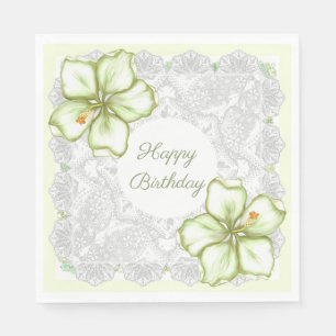 Serviette En Papier Hibiscus & dentelle BLANC