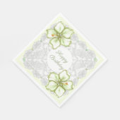 Serviette En Papier Hibiscus & dentelle BLANC (Coin)