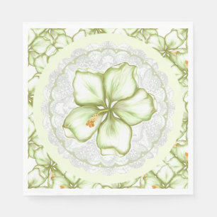 Serviette En Papier Hibiscus & dentelle BLANC