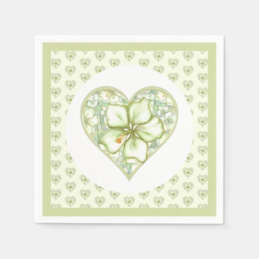 Serviette En Papier Hibiscus & dentelle BLANC (Devant)