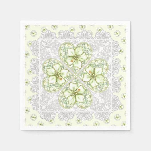 Serviette En Papier Hibiscus & dentelle BLANC (Devant)