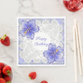 Serviette En Papier Hibiscus & dentelle BLEU (En situation)