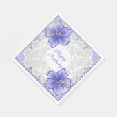 Serviette En Papier Hibiscus & dentelle BLEU (Coin)