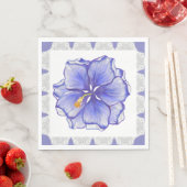 Serviette En Papier Hibiscus & dentelle BLEU (En situation)