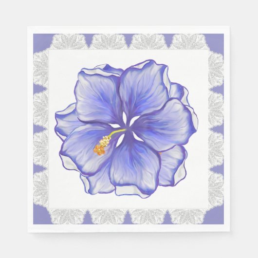 Serviette En Papier Hibiscus & dentelle BLEU (Devant)