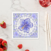 Serviette En Papier Hibiscus & dentelle BLEU (En situation)