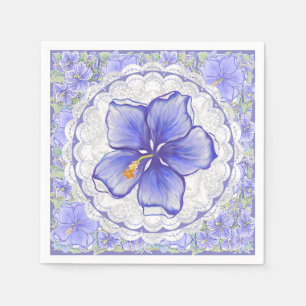 Serviette En Papier Hibiscus & dentelle BLEU