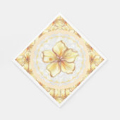 Serviette En Papier Hibiscus & dentelle JAUNE (Coin)